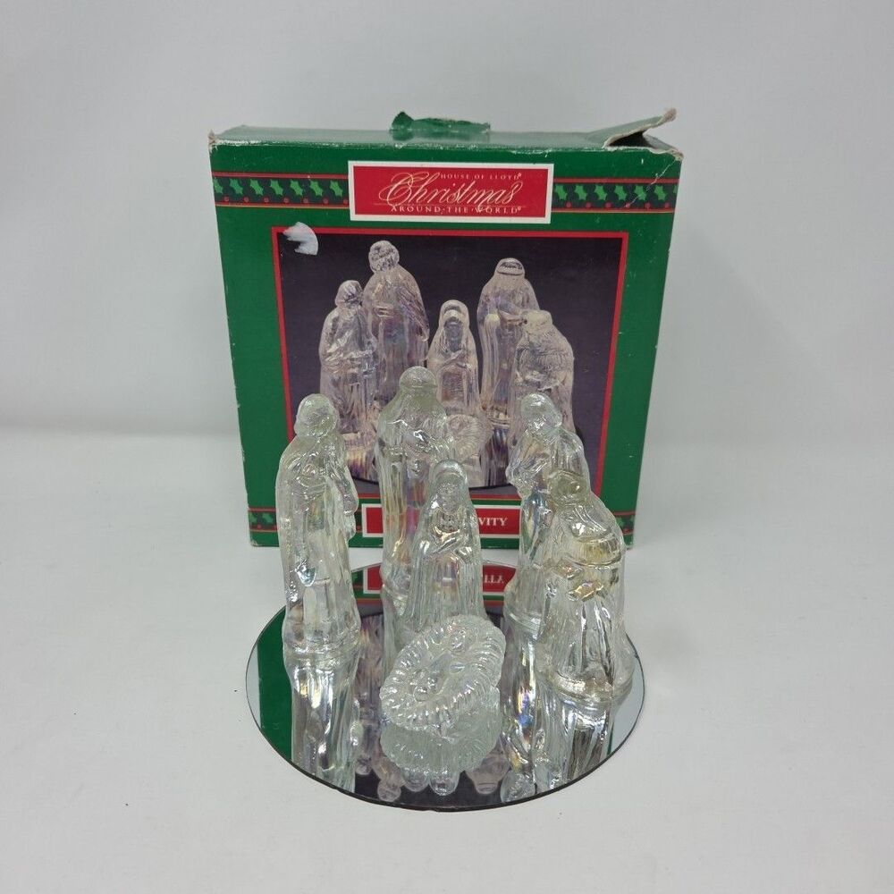 7 pc. Crystal Nativity Scene House Of Lloyd Christmas Around The World  Vintage